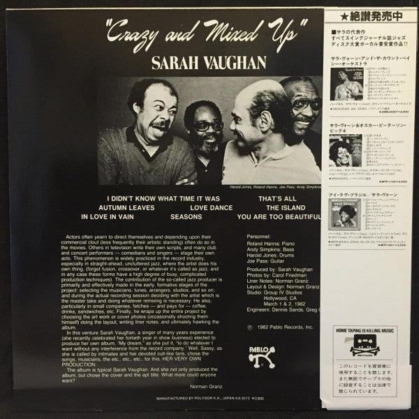 Sarah Vaughan - Crazy And Mixed Up (LP, Album)