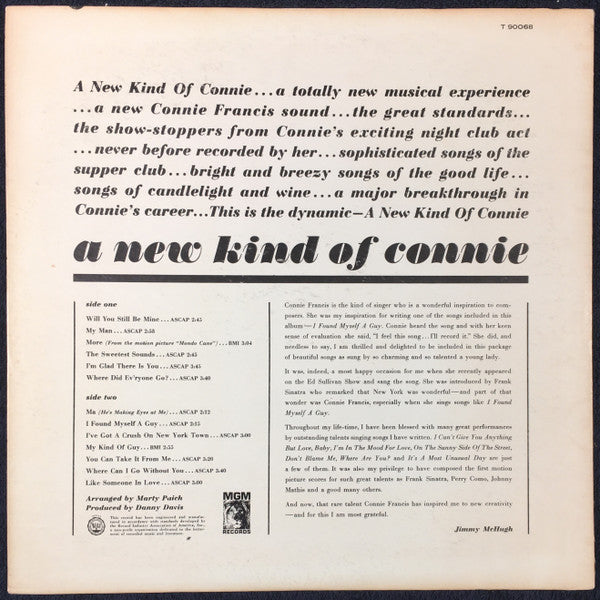 Connie Francis - A New Kind Of Connie... (LP, Album, Mono, Club)