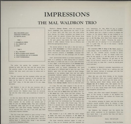 The Mal Waldron Trio* - Impressions (LP, Album, Mono, RE)