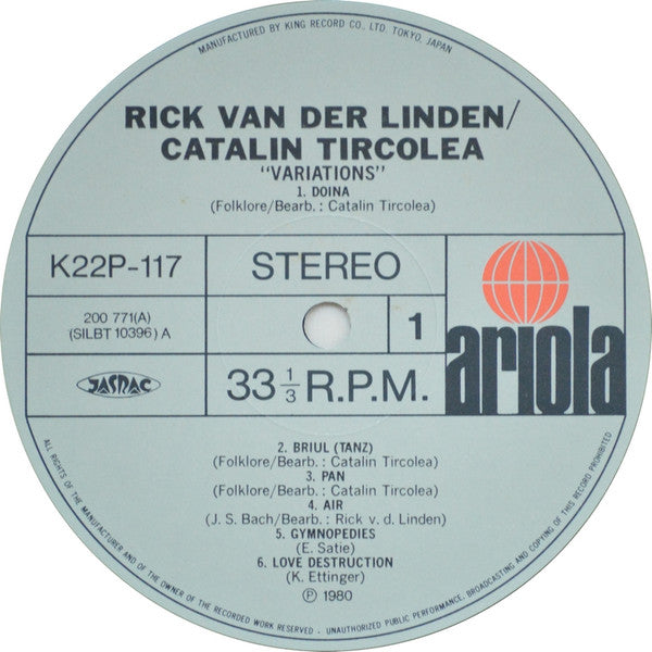 Rick Van Der Linden / Cătălin Tîrcolea - Variations (LP, Album, RE)