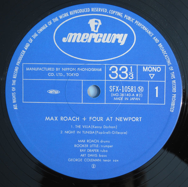 Max Roach + 4* - Max Roach + 4 At Newport (LP, Album, Mono, RE)