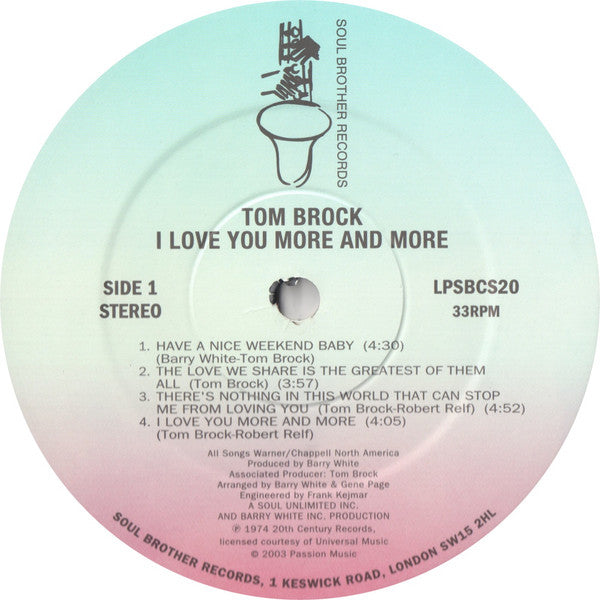 Tom Brock - I Love You More And More (LP, Album, RE)