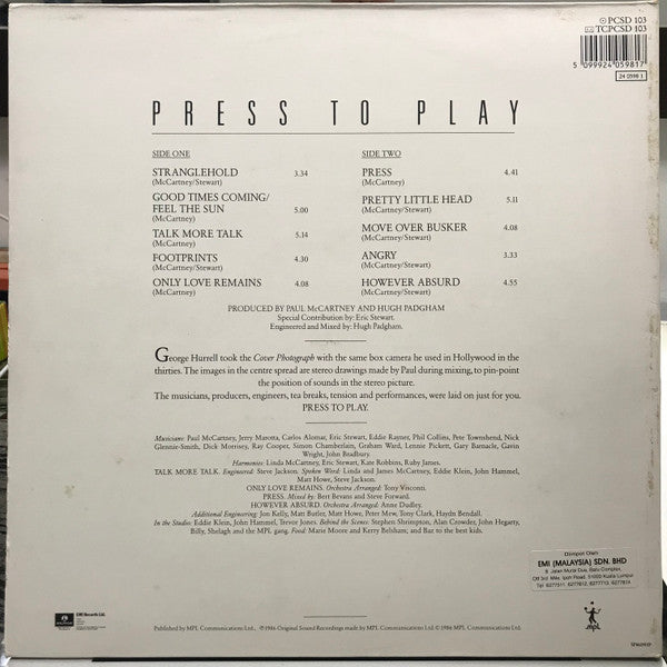 Paul McCartney - Press To Play (LP, Album)