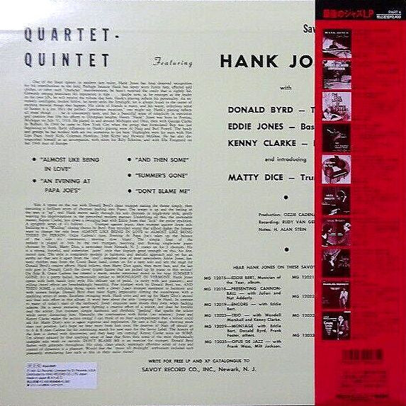 Hank Jones - Quartet-Quintet (LP, Album, Mono, RE)