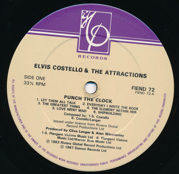 Elvis Costello And The Attractions* - Punch The Clock (LP, Album, RE)