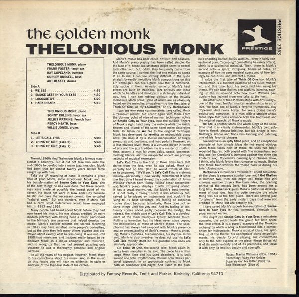 Thelonious Monk - The Golden Monk (LP, Album, RE)