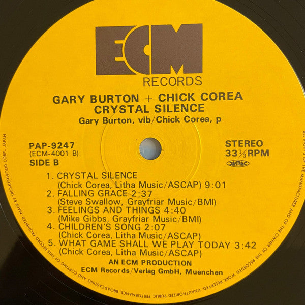 Gary Burton / Chick Corea - Crystal Silence (LP, Album, RE)