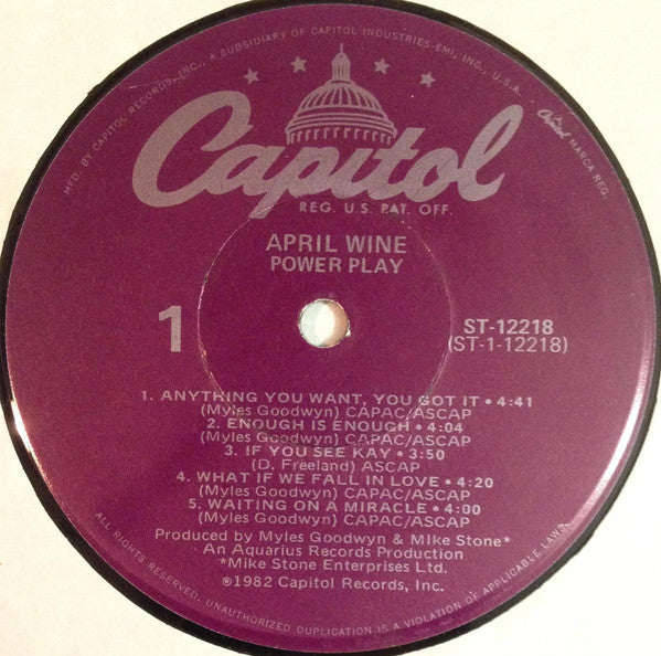 April Wine - Power Play (LP, Album, Los)