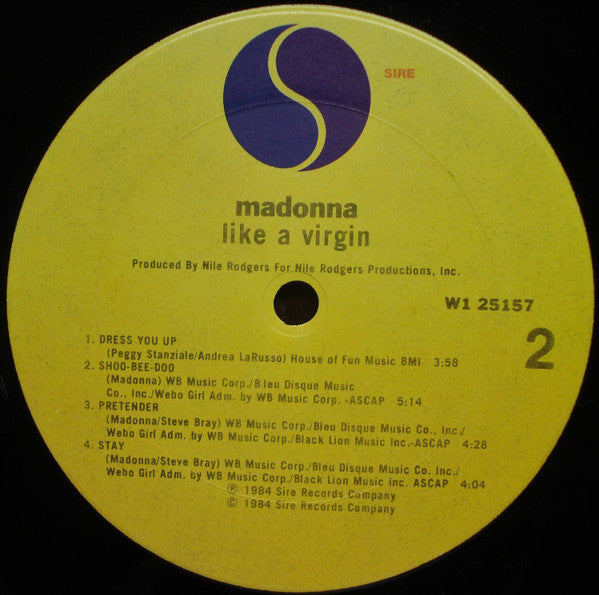 Madonna - Like A Virgin (LP, Album, Club, Car)