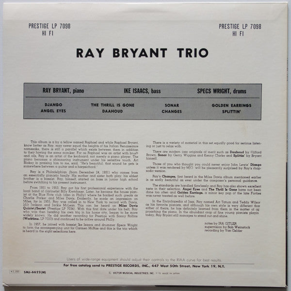 Ray Bryant Trio - Piano Piano Piano Piano... (LP, Album, Mono, RE)