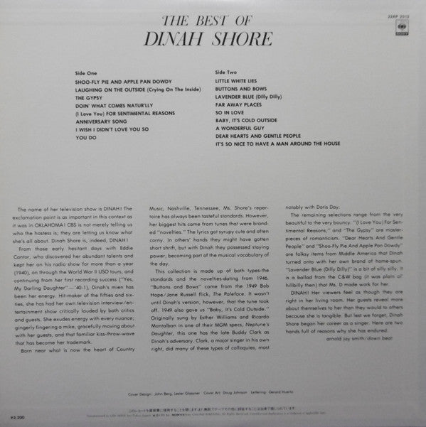 Dinah Shore - The Best Of Dinah Shore (LP, Comp, Mono)
