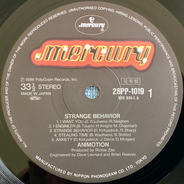 Animotion - Strange Behavior (LP, Album, Promo)