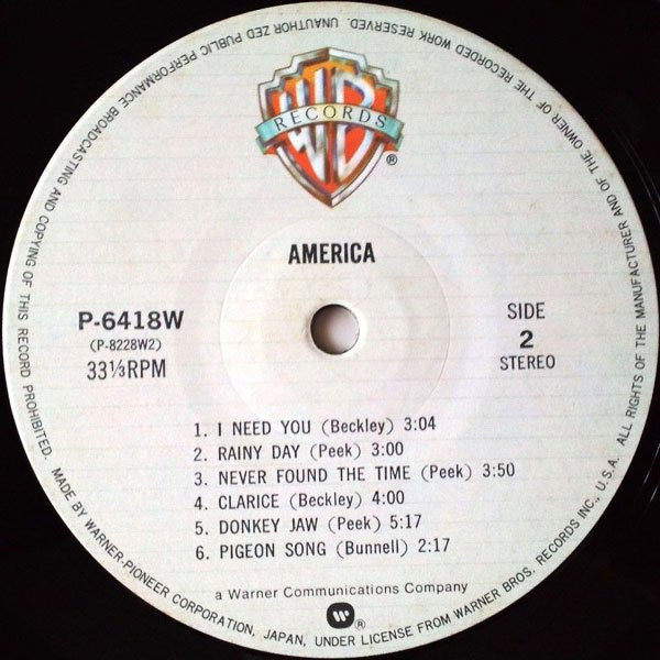 America (2) - America (LP, Album, RE)