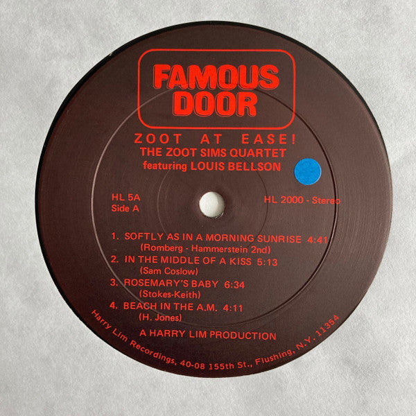 Zoot Sims Quartet - Zoot At Ease (LP, Album)