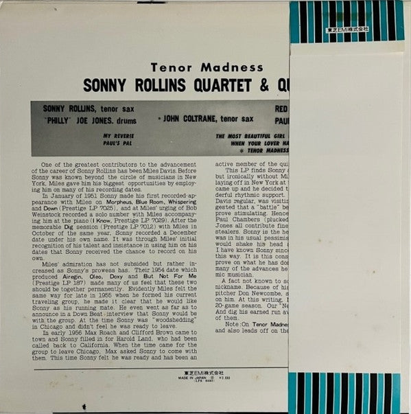 Sonny Rollins Quartet - Tenor Madness (LP, Album, Mono, RE)