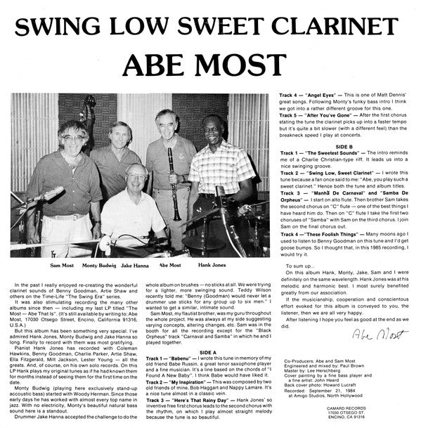 Abe Most - Swing Low Sweet Clarinet (LP, Album)