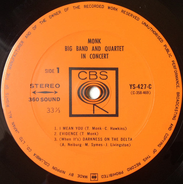 Monk* - Big Band And Quartet In Concert (LP, Album)