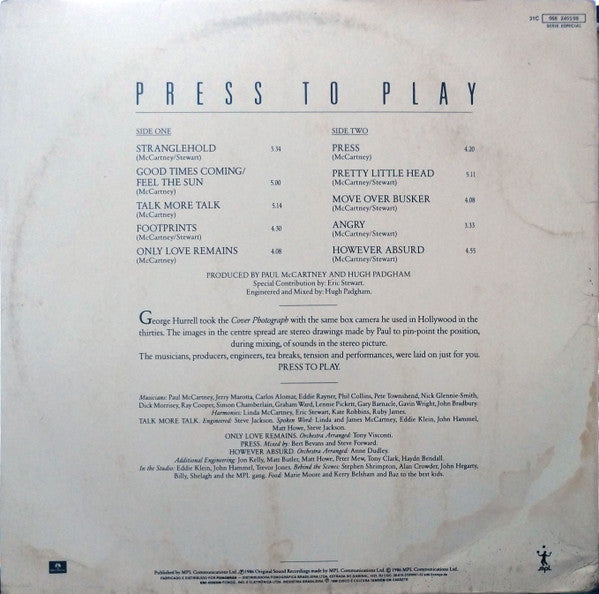 Paul McCartney - Press To Play (LP, Album, Gat)