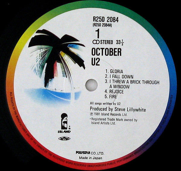 U2 - October (LP, Album, RE)