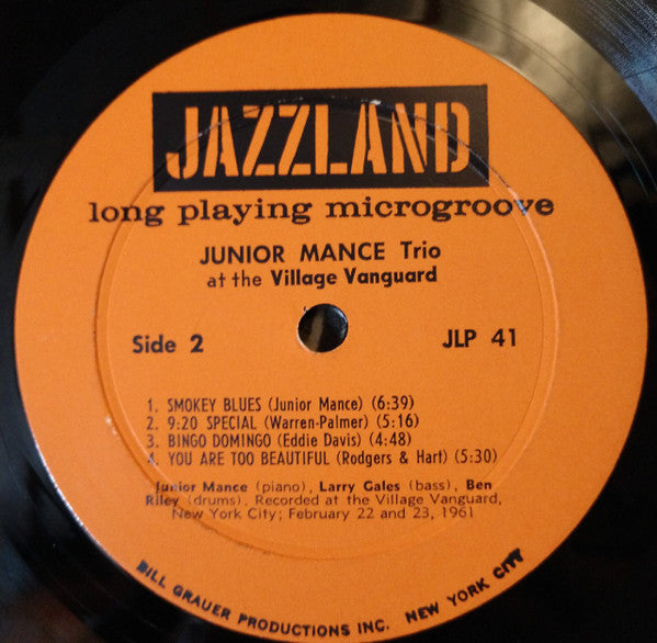 Junior Mance Trio - At The Village Vanguard (LP, Album, Mono)