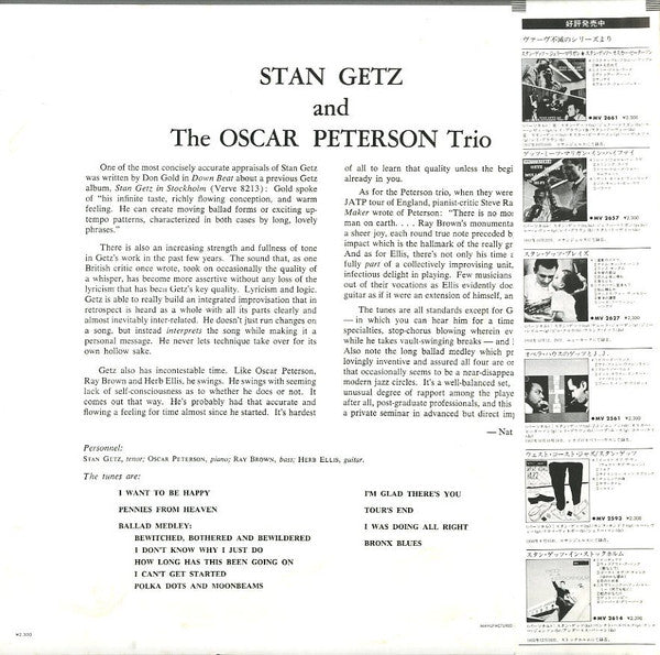 Stan Getz - Stan Getz And The Oscar Peterson Trio(LP, Album, Mono, RE)