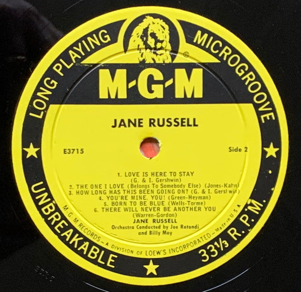 Jane Russell - Jane Russell (LP, Album, Mono)