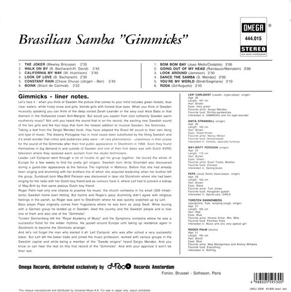 Gimmicks* - Brasilian Samba (LP, Album, RE)