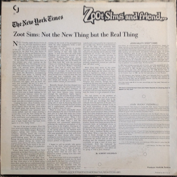 Zoot Sims, Bucky Pizzarelli - Zoot Sims And Friend... (LP)
