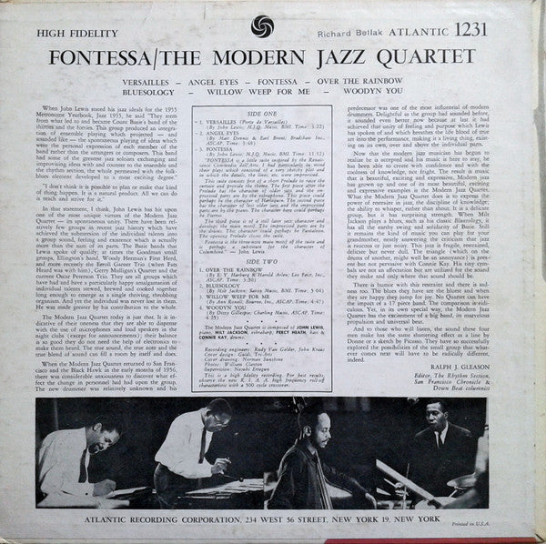 The Modern Jazz Quartet - Fontessa (LP, Album, Mono, Bla)