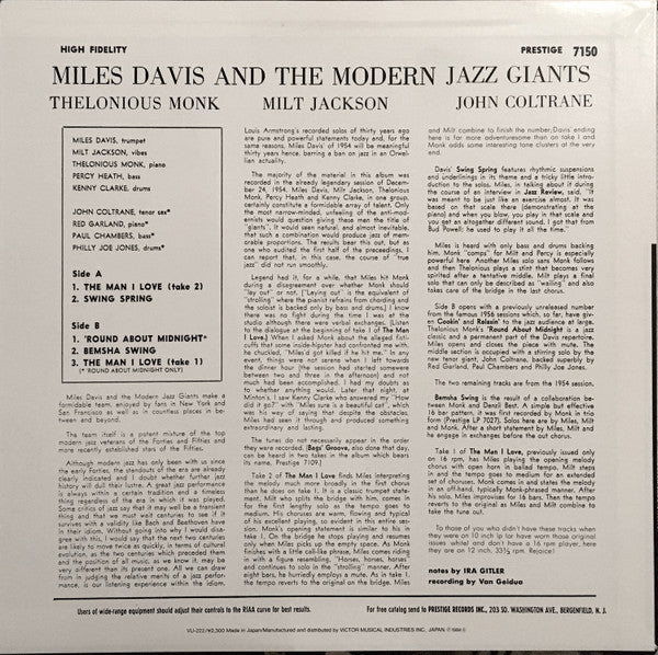 Miles Davis - Miles Davis And The Modern Jazz Giants(LP, Album, Com...