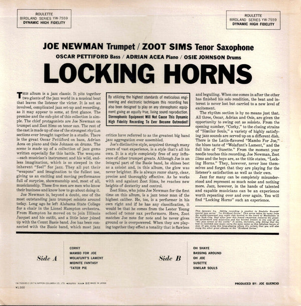 Joe Newman / Zoot Sims - Locking Horns (LP, Album, Mono)