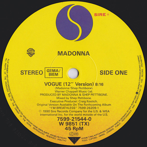 Madonna - Vogue (12"", Single)