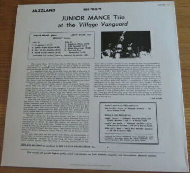 Junior Mance Trio - At The Village Vanguard (LP, Album, RE)