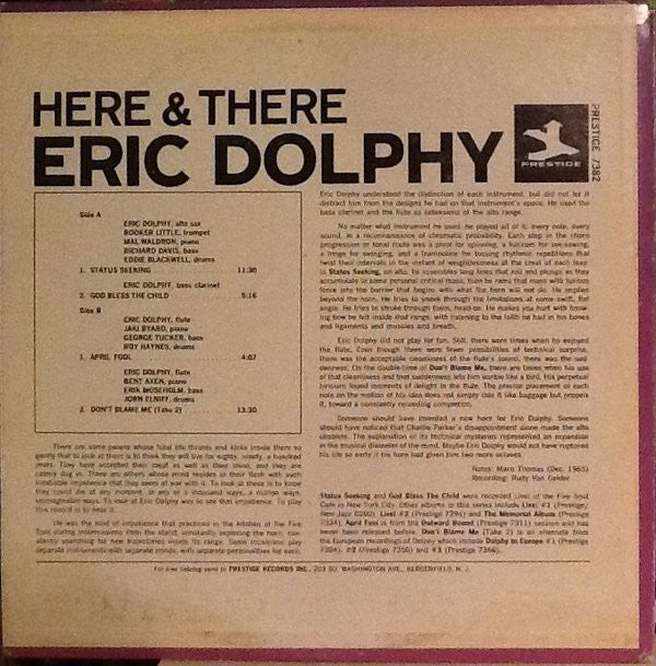 Eric Dolphy - Here And There (LP, Album, RE, RM)