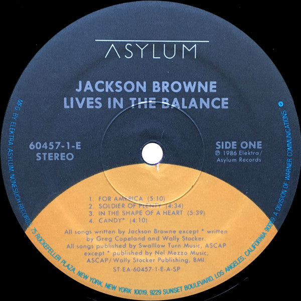 Jackson Browne - Lives In The Balance (LP, Album, SP )