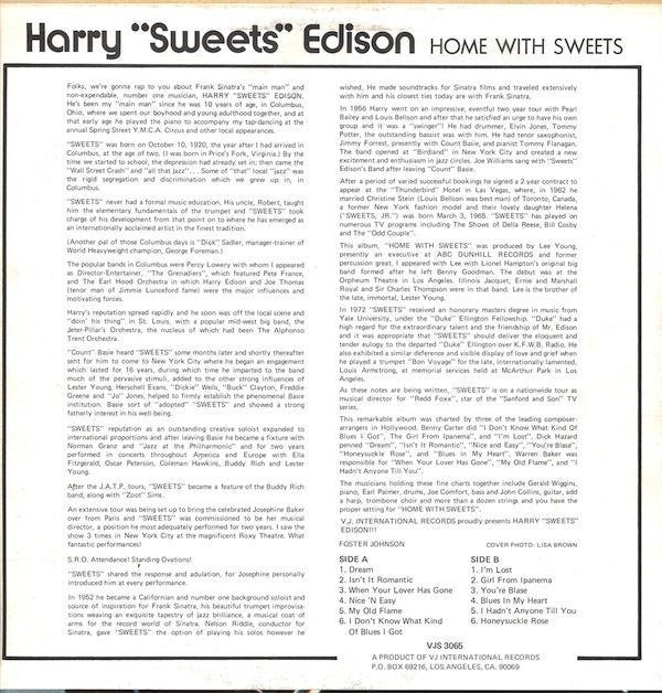 Harry ""Sweets"" Edison* - Home With Sweets (LP, RE)