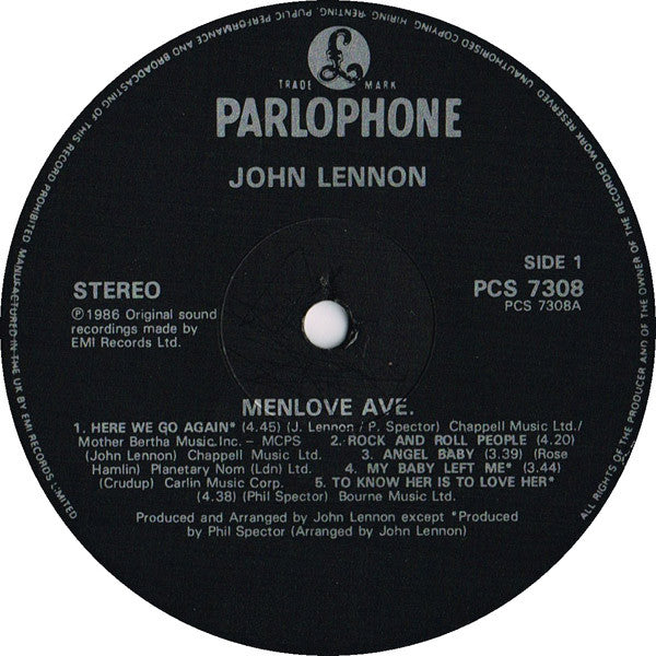 John Lennon - Menlove Ave (LP, Album)
