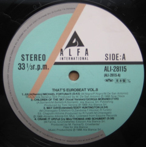 Various - That's Eurobeat Vol. 8 (LP, Comp, Promo)