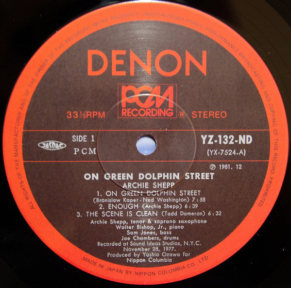 Archie Shepp - On Green Dolphin Street (LP, Album, RE, PCM)