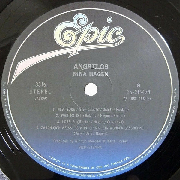 Nina Hagen - Angstlos (LP, Album)