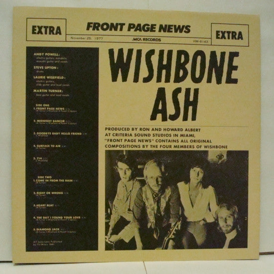 Wishbone Ash - Front Page News (LP, Album, Gat)