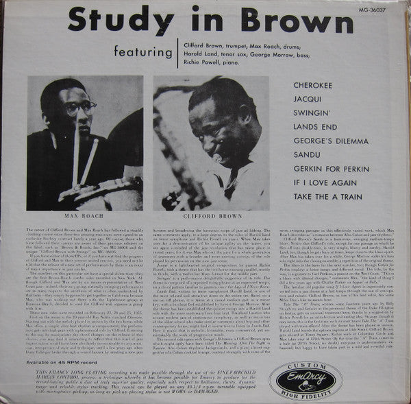 Clifford Brown And Max Roach - Study In Brown (LP, Album, Mono, RE)