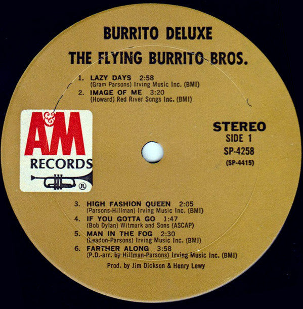 The Flying Burrito Bros.* - Burrito Deluxe (LP, Album, Mon)
