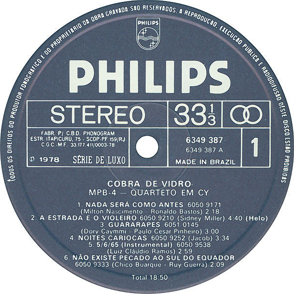 MPB4, Quarteto Em Cy - Cobra De Vidro (LP, Album)