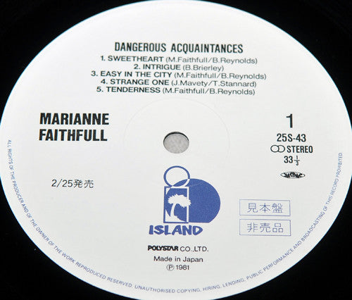 Marianne Faithfull - Dangerous Acquaintances (LP, Album, Promo)