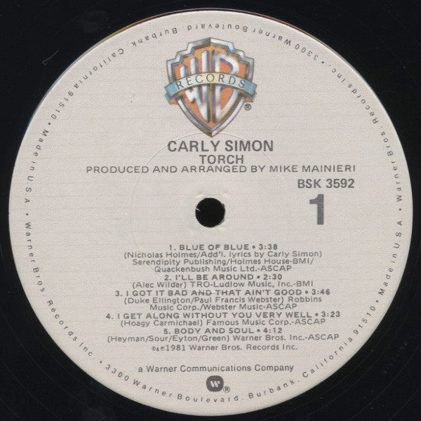 Carly Simon - Torch (LP, Album, Win)