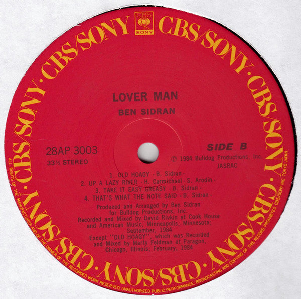 Ben Sidran - Lover Man (LP, Album)