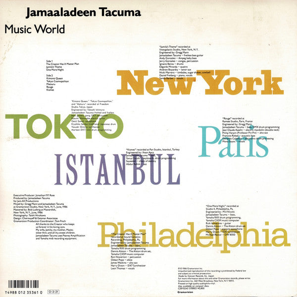 Jamaaladeen Tacuma - Music World (LP, Album, Promo)