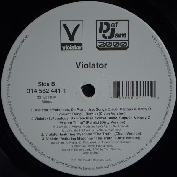 Violator (3) Feat Q-Tip - Vivrant Thing (Remixes) (12"")