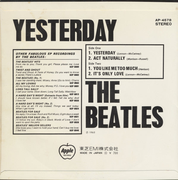 The Beatles - Yesterday (7"", EP, RE)